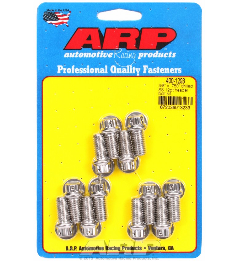 ARP Hardware - 3/8 x .750 drilled SS 12pt header bolt kit