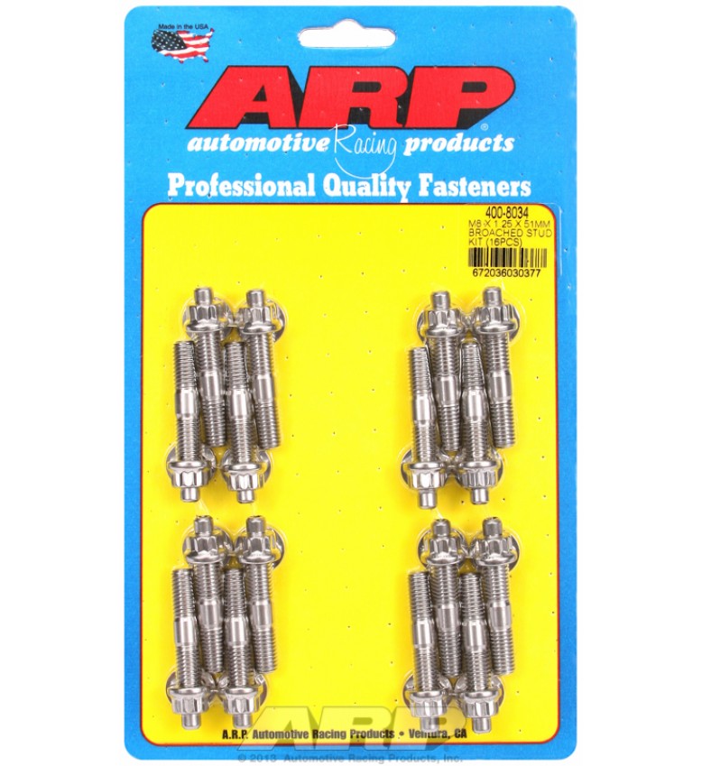ARP Hardware - M8 X 1.25 X 51mm broached stud kit - 16pcs
