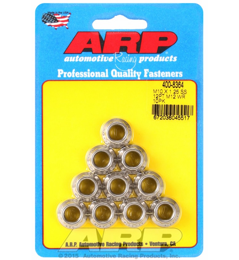 ARP Hardware - M10 X 1.50 SS M12 socket 12pt nut kit