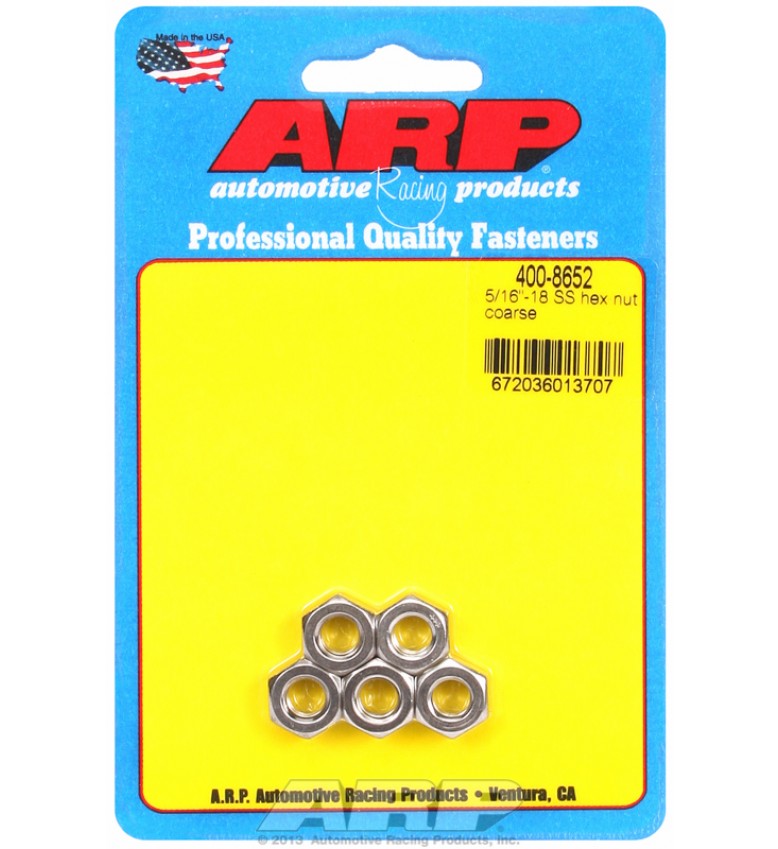 ARP Hardware - 5/16-18 SS coarse hex nut kit