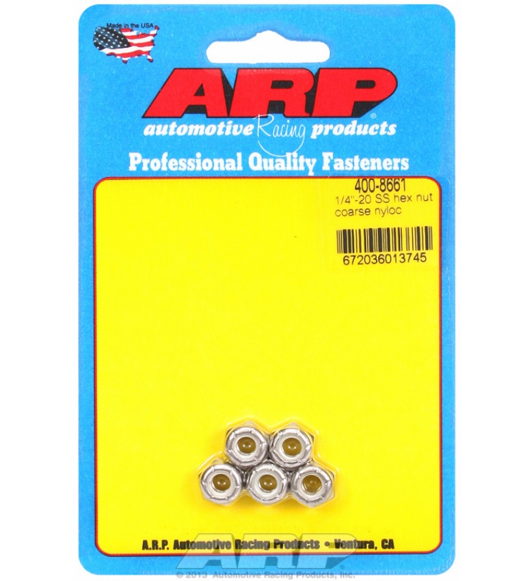 ARP Hardware - 1/4-20 SS coarse nyloc hex nut kit