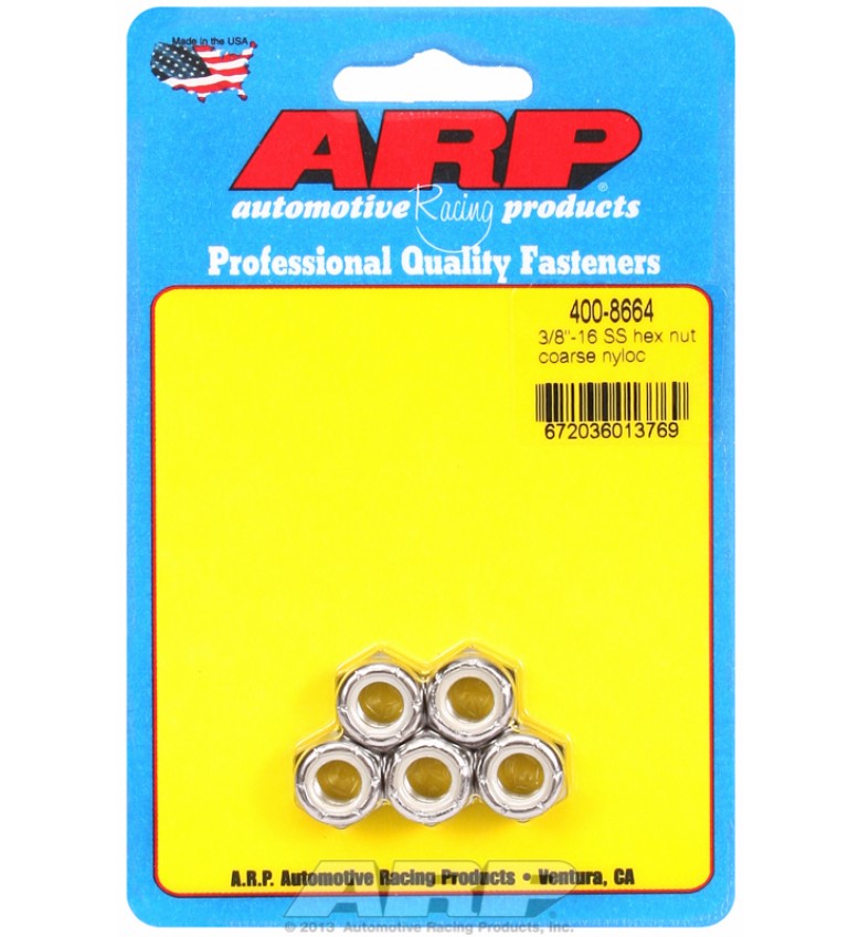 ARP Hardware - 3/8-16 SS coarse nyloc hex nut kit