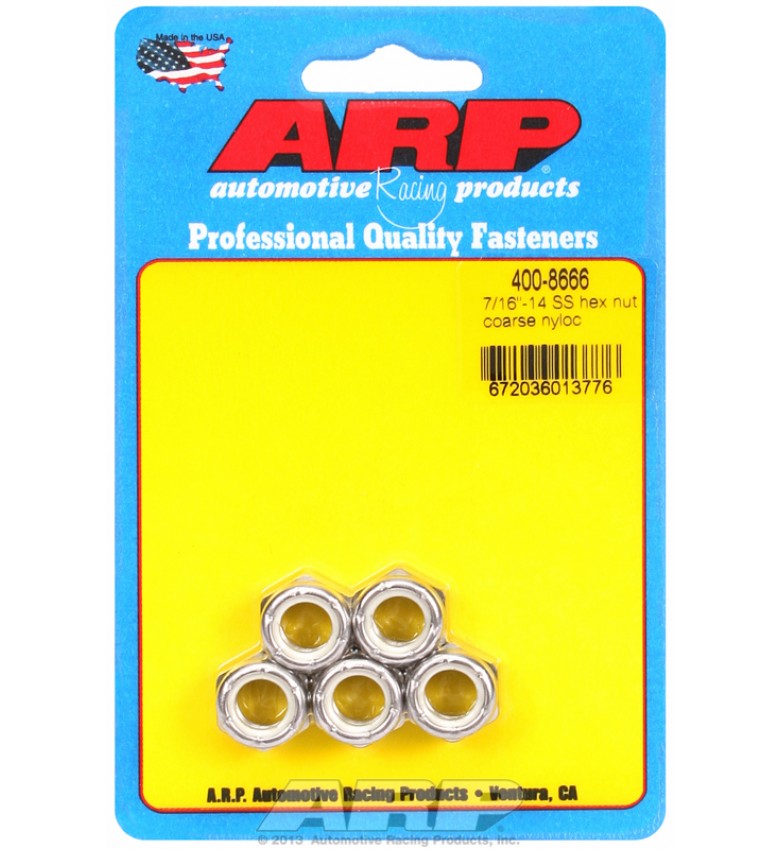 ARP Hardware - 7/16-14 SS coarse nyloc hex nut kit