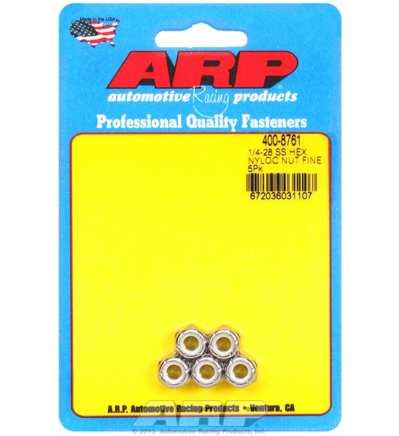 ARP Hardware - 1/4-28 SS fine nyloc hex nut kit