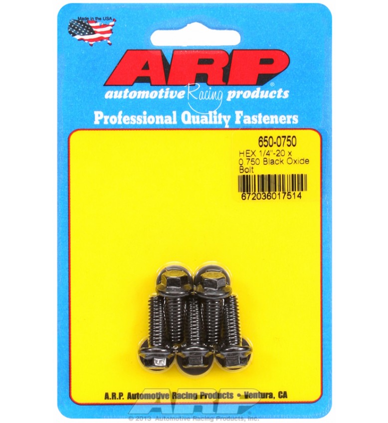 ARP Hardware - 1/4-20 x 0.750 hex black oxide bolts