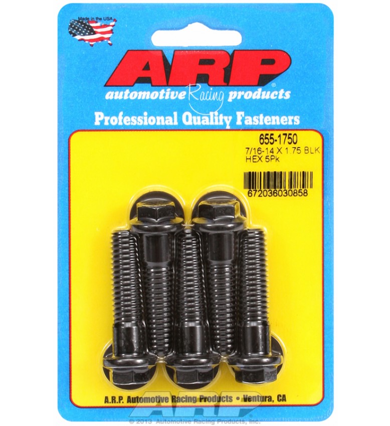 ARP Hardware - 7/16-14 X 1.750 hex 1/2 wrenching black oxide bolts