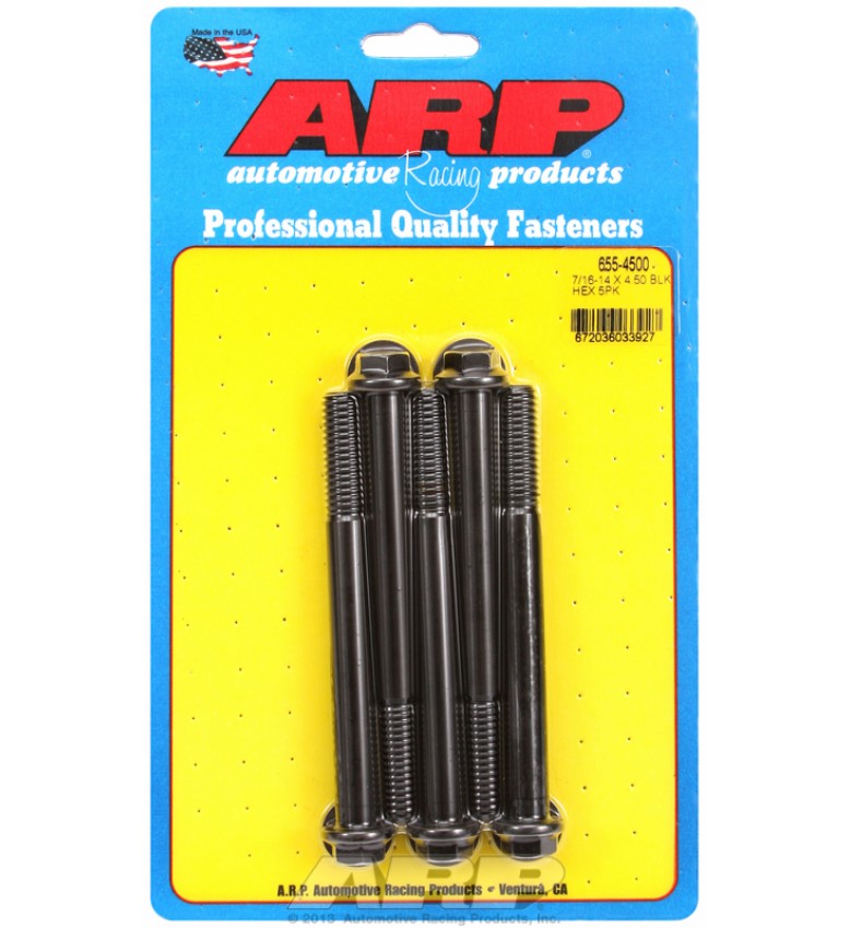ARP Hardware - 7/16-14 X 4.500 hex 1/2 wrenching black oxide bolts