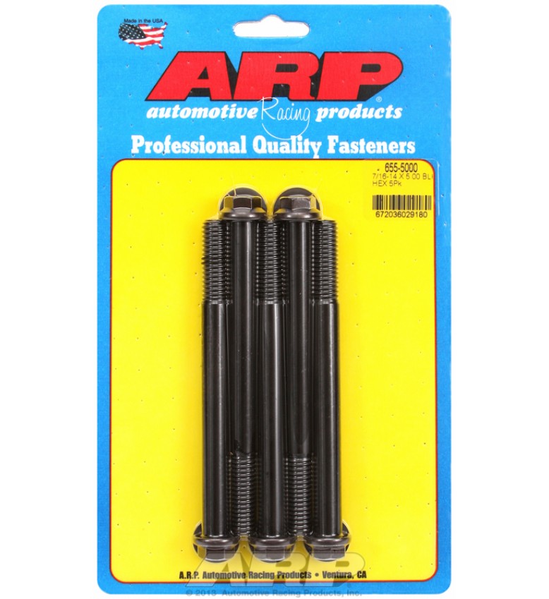 ARP Hardware - 7/16-14 X 5.000 hex 1/2 wrenching black oxide bolts