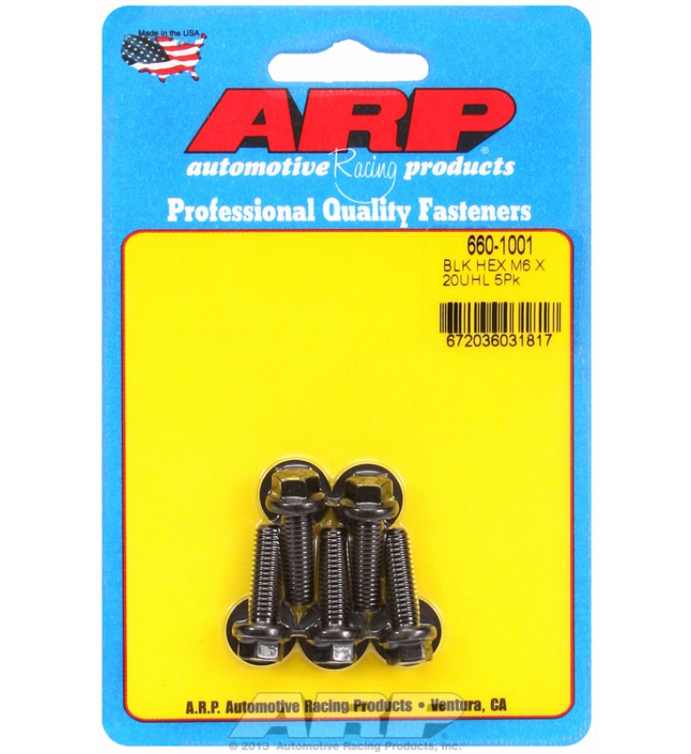 ARP Hardware - M6 x 1.00 x 20 hex black oxide bolts