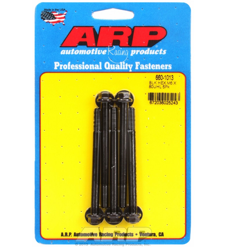 ARP Hardware - M6 x 1.00 x 80 hex black oxide bolts