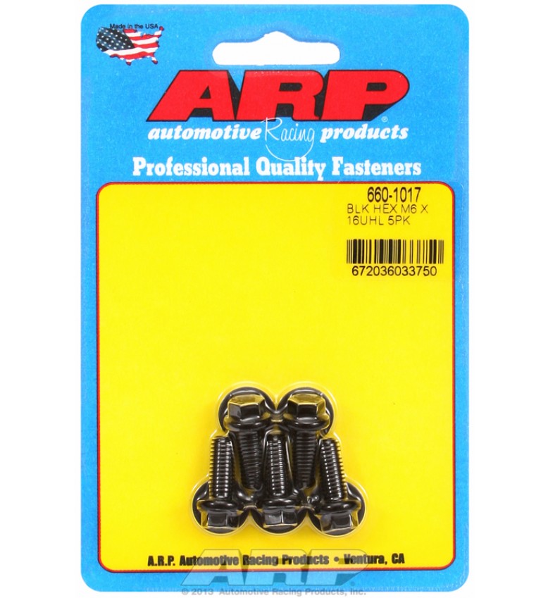 ARP Hardware - M6 x 1.00 x 16 hex black oxide bolts