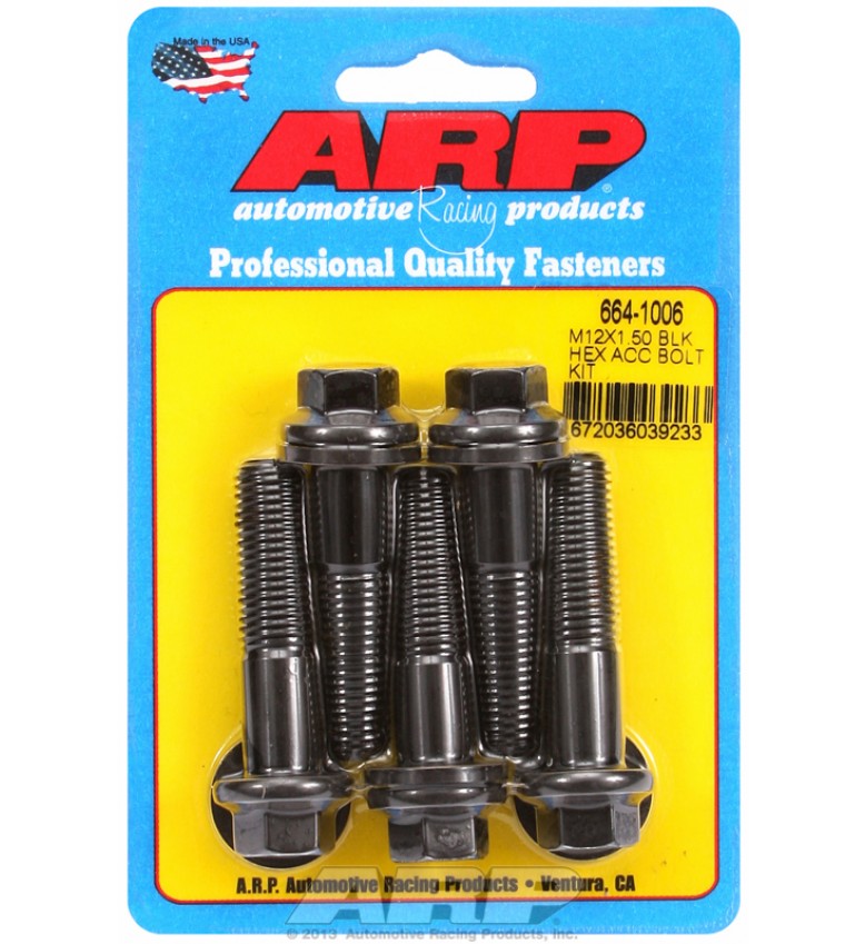 ARP Hardware - M12 x 1.50 x 50 hex black oxide bolts