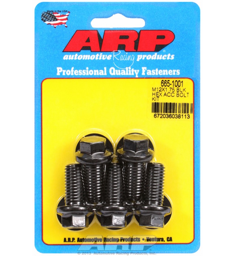 ARP Hardware - M12 x 1.75 x 25 hex black oxide bolts