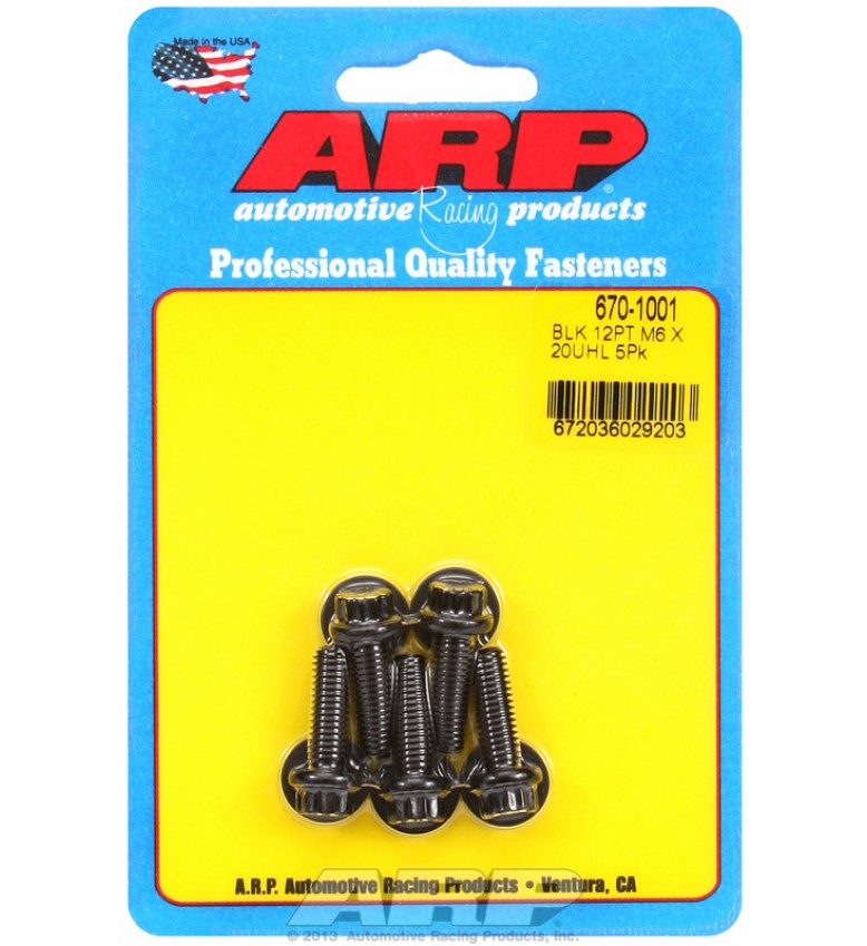 ARP Hardware - M6 x 1.00 x 20 12pt black oxide bolts