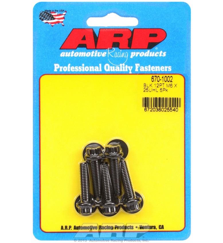 ARP Hardware - M6 x 1.00 x 25 12pt black oxide bolts