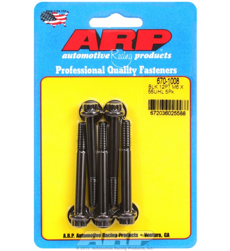 ARP Hardware - M6 x 1.00 x 55 12pt black oxide bolts