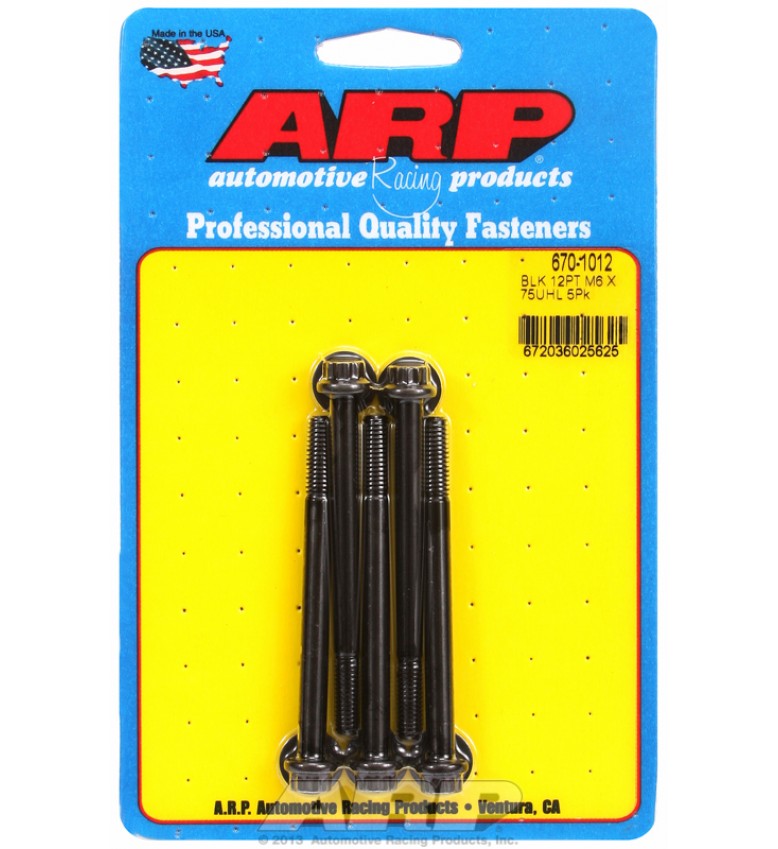ARP Hardware - M6 x 1.00 x 75 12pt black oxide bolts