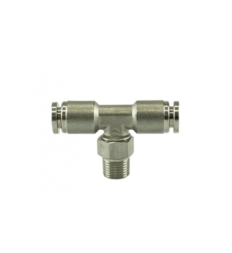 1/8" NPT to TEE 1/4" pushloc stainless steel
