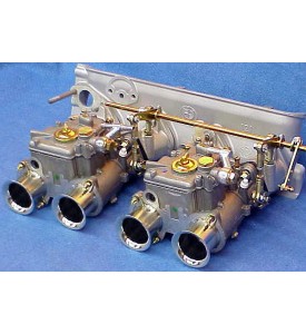 Special Deal on the Dual 40 or 45 DCOE DCOE Sidedraft kit. 2 New Weber 40 DCOE Carbs, Intake Manifold and Linkage Kit for 40's or 45's